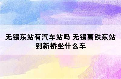 无锡东站有汽车站吗 无锡高铁东站到新桥坐什么车